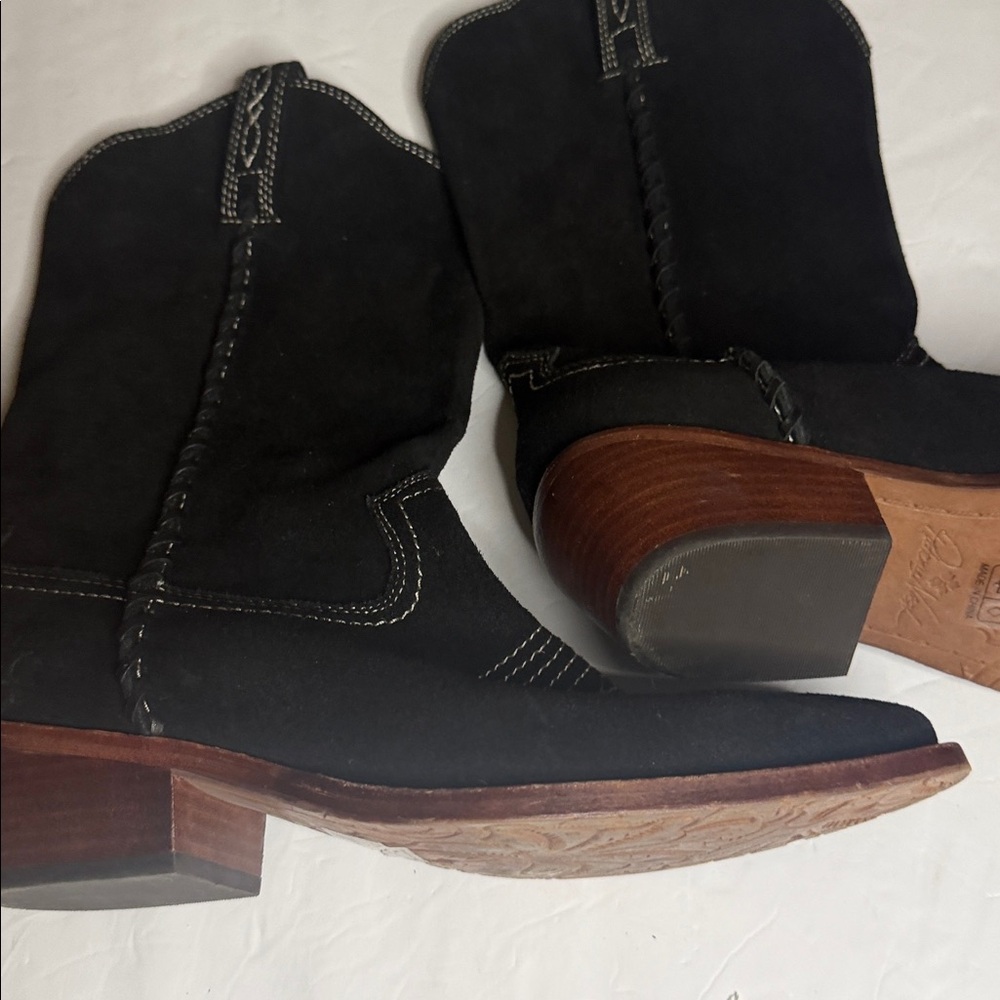 Patricia Nash Bergamo Black Western suede Heeled Boots - Picture 11 of 11
